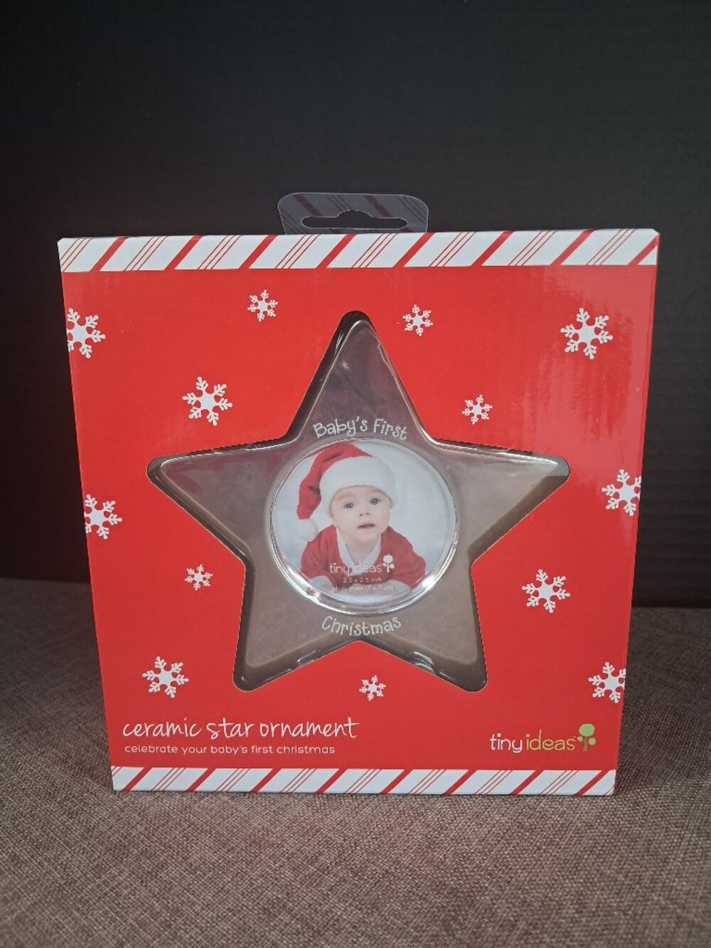 This Is A Packaged Tiny Ideas Baby's First Christmas Ceramic Star Ornament